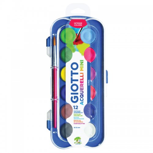 Giotto Be-Be สีน้ำก้อน 12 สี แบบถาด พร้อมพู่กัน