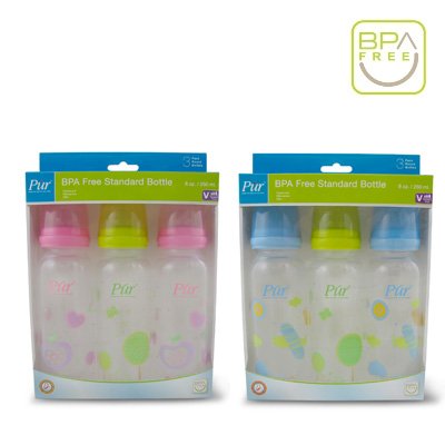 Pur ขวดนมทรงตรง BPA FREE ขนาด 8 ออนซ์ (แพค 3)-ไม่มีกล่อง