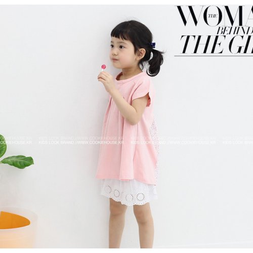 อื่นๆ-M2K เสื้อเด็กผู้หญิง สีชมพูด้านหลังลายดอก