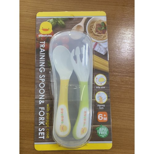 PiyoPiyo ช้อน-ส้อมฝึกทานอาหารพร้อมกล่องจัดเก็บ