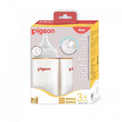 Pigeon ขวดนม PPSU ขนาด 8 ออนซ์จุก SofTouch M แพค 2