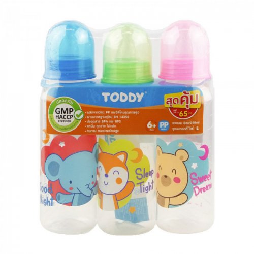 Toddy ขวดนมทรงกลม 8 oz แพค 3 ขวด