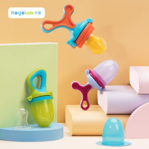 Hogokids-ซิลิโคนใส่ผลไม้ พร้อมที่จับ และฝาครอบปิด