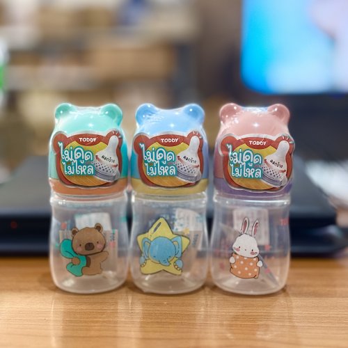 Natur Toddy ทอดดี้ ขวดนมคอกว้างพร้อมจุกนมไม่ดูดไม่ไหล